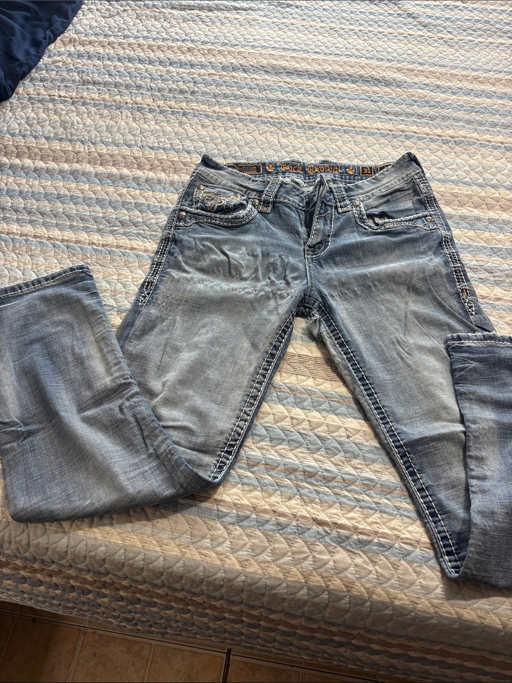 Rock Revival Faded Light Blue Bootcut Jeans